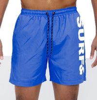 Solid Lined Beach Swim Text Swim Shorts - Jessiz Boutique