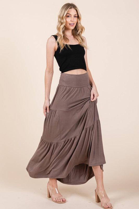 Solid Tiered Ruffle Skirt - Jessiz Boutique