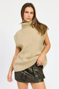 Split Back Turtleneck Sweater Top - Jessiz Boutique