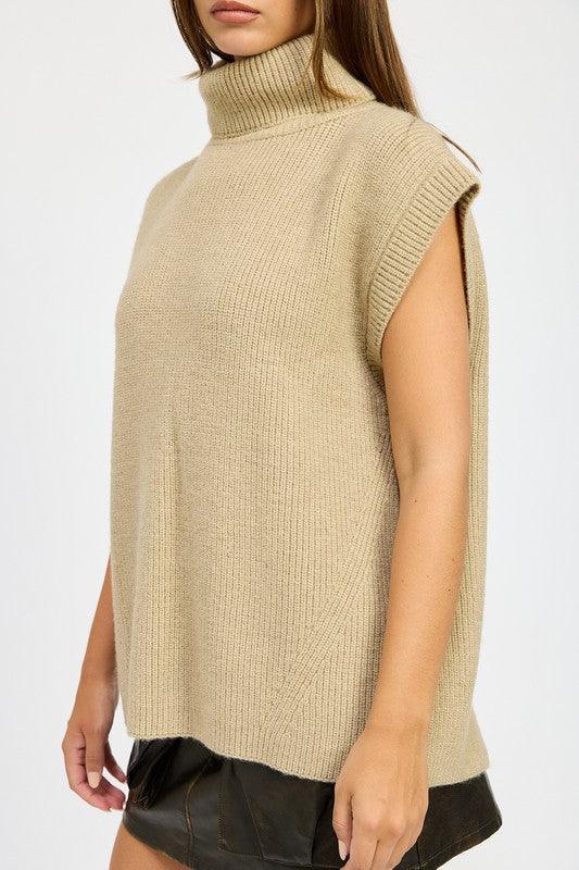 Split Back Turtleneck Sweater Top - Jessiz Boutique