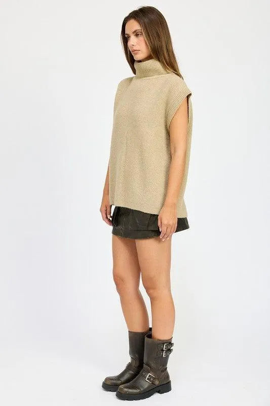 Split Back Turtleneck Sweater Top - Jessiz Boutique