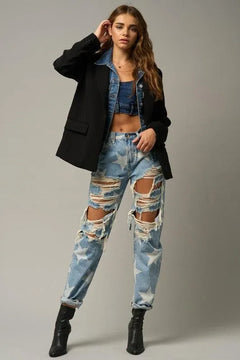 Star Print Slouch Jeans - Jessiz Boutique