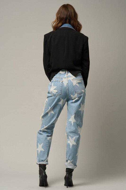 Star Print Slouch Jeans - Jessiz Boutique
