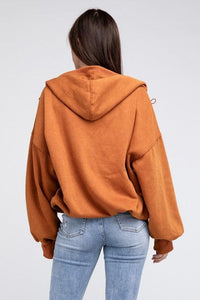 Stitch Detailed Elastic Hem Hoodie - Jessiz Boutique