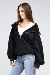 Stitch Detailed Elastic Hem Hoodie - Jessiz Boutique