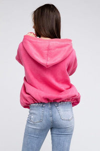 Stitch Detailed Elastic Hem Hoodie - Jessiz Boutique