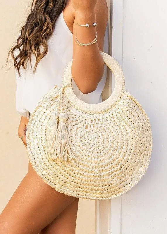 Straw Tassel O-Ring Tote - Jessiz Boutique