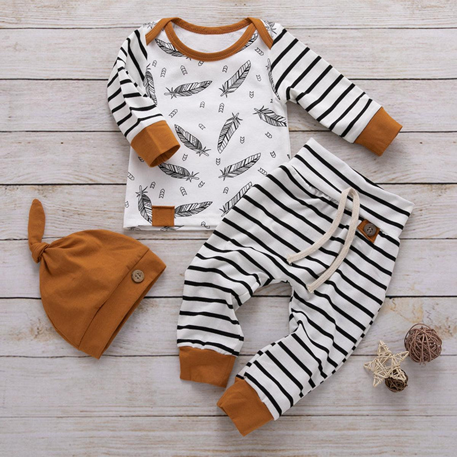Striped Printed Long Sleeve Top and Tied Pants Set - Jessiz Boutique