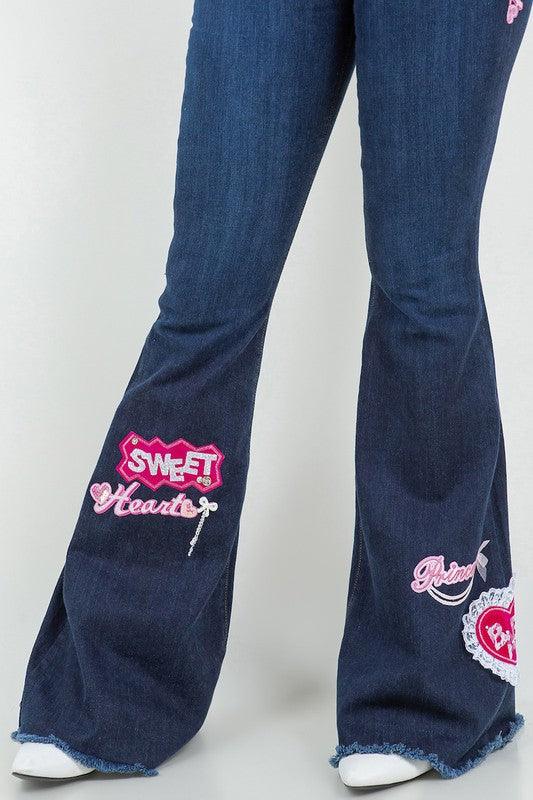 SweetHeart Bell Bottom Jeans - Jessiz Boutique