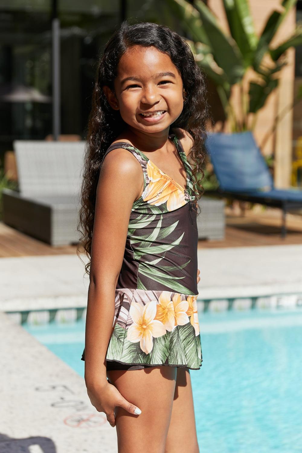 Swim Clear Waters Swim Dress in Aloha Brown - Jessiz Boutique