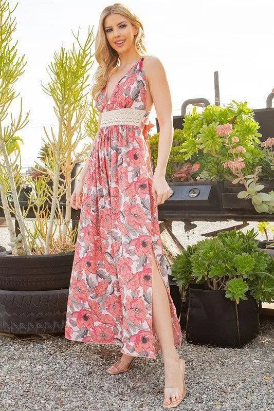 Tie Back Floral Dress - Jessiz Boutique