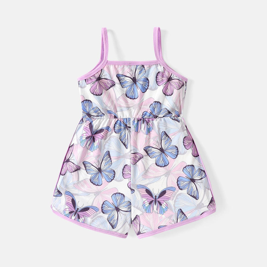 Toddler Girl Butterfly Print Cami Rompers - Jessiz Boutique