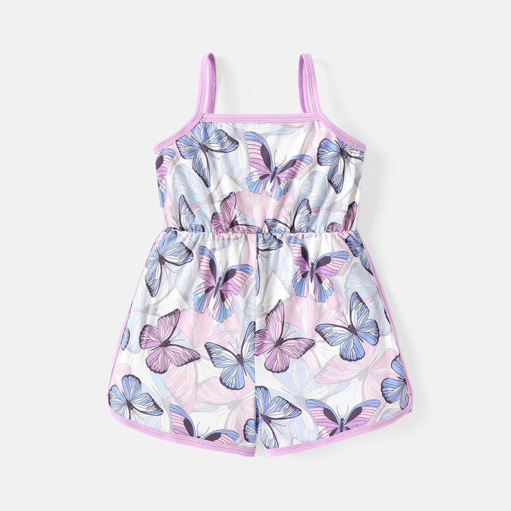 Toddler Girl Butterfly Print Cami Rompers - Jessiz Boutique