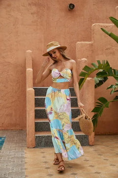 Tropical Two Piece Long Skirt Set - Jessiz Boutique