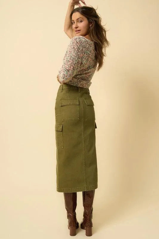 True Olive Cargo Midi Skirt - Jessiz Boutique