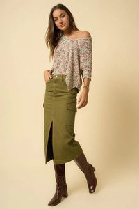 True Olive Cargo Midi Skirt - Jessiz Boutique