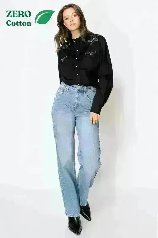 TUMMY CONTROL HIGH RISE FULL LENGTH STRAIGHT JEANS - Jessiz Boutique