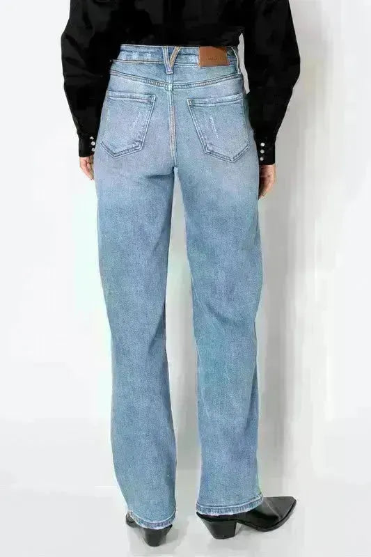 TUMMY CONTROL HIGH RISE FULL LENGTH STRAIGHT JEANS - Jessiz Boutique