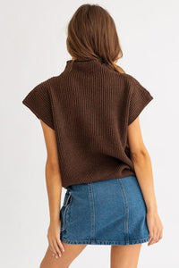 Turtle Neck Power Shoulder Sweater Vest - Jessiz Boutique