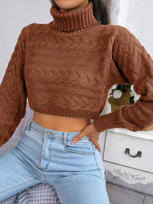 Twisted High Neck Navel Sweater - Jessiz Boutique