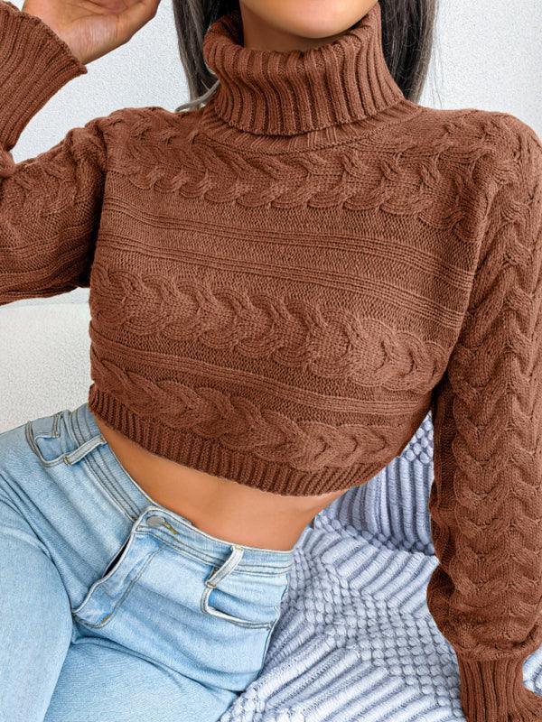 Twisted High Neck Navel Sweater - Jessiz Boutique