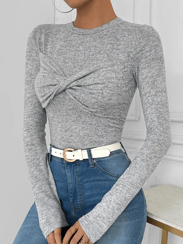 Twisted Long Sleeve Slim Fit Top - Jessiz Boutique