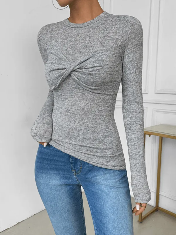 Twisted Long Sleeve Slim Fit Top - Jessiz Boutique