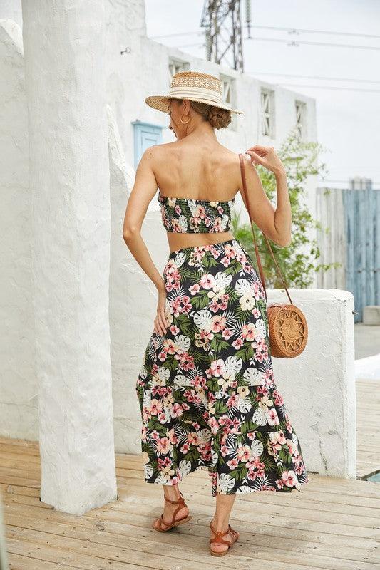 Two Piece Floral Long Skirt Set - Jessiz Boutique