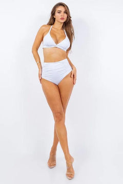 Two Piece High Waist with Rughe Front - Jessiz Boutique