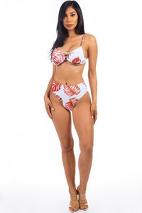 Two Piece Tropical Leave Print Bikini - Jessiz Boutique