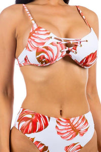 Two Piece Tropical Leave Print Bikini - Jessiz Boutique