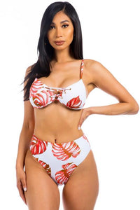 Two Piece Tropical Leave Print Bikini - Jessiz Boutique