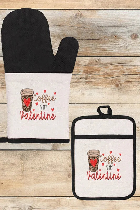 Valentine's Day Coffee is My Valentine Mitt Glove - Jessiz Boutique