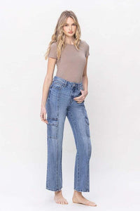 VERVET by Flying Monkey High Rise Dad Cargo Jeans - Jessiz Boutique