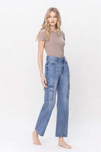 VERVET by Flying Monkey High Rise Dad Cargo Jeans - Jessiz Boutique