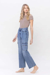 VERVET by Flying Monkey High Rise Dad Cargo Jeans - Jessiz Boutique