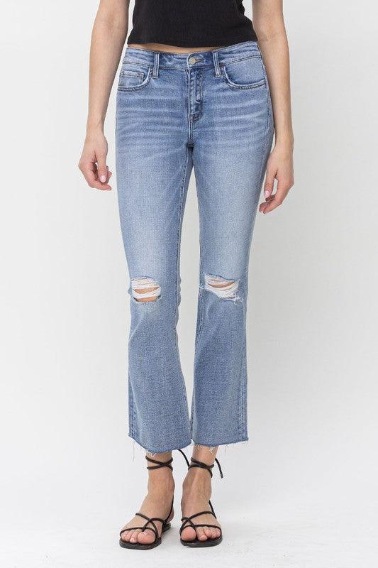 VERVET by Flying Monkey Mid Rise Kick Flare Jeans - Jessiz Boutique