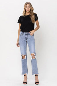 VERVET by Flying Monkey Super High Rise 90's Straight Crop Jeans - Jessiz Boutique