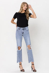 VERVET by Flying Monkey Super High Rise 90's Straight Crop Jeans - Jessiz Boutique