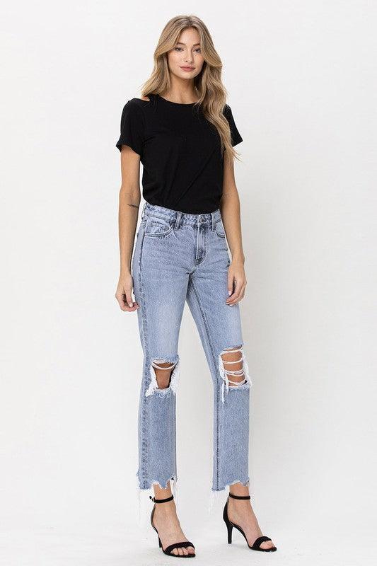 VERVET by Flying Monkey Super High Rise 90's Straight Crop Jeans - Jessiz Boutique