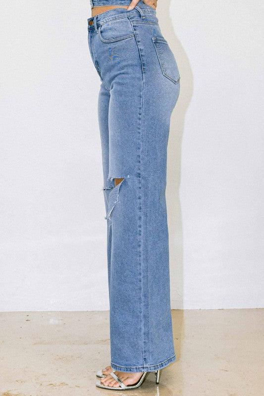 Vibrant M.i.U. Distressed Wide Fit Jeans - Jessiz Boutique