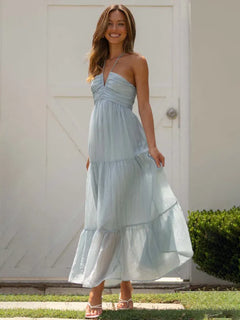 Women's Bohemian V-neck Long Dress - Jessiz Boutique