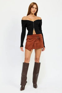 Wrapped Buckle Belt Mini Skirt - Jessiz Boutique