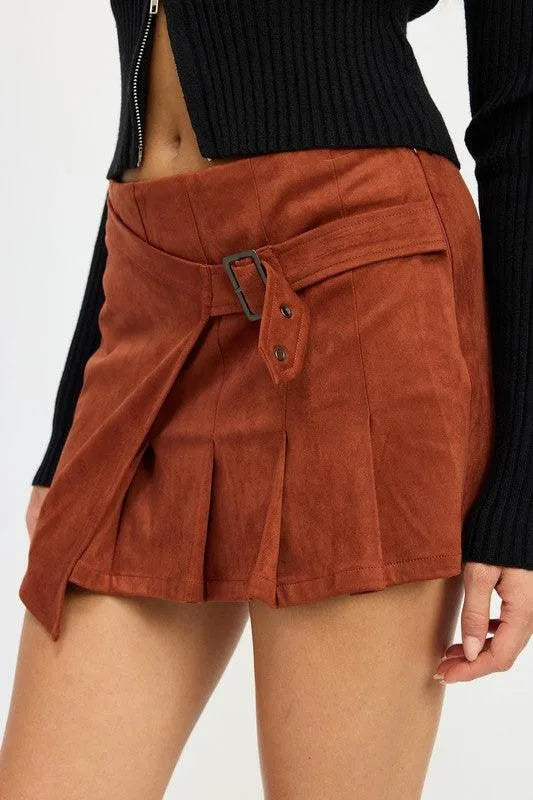 Wrapped Buckle Belt Mini Skirt - Jessiz Boutique