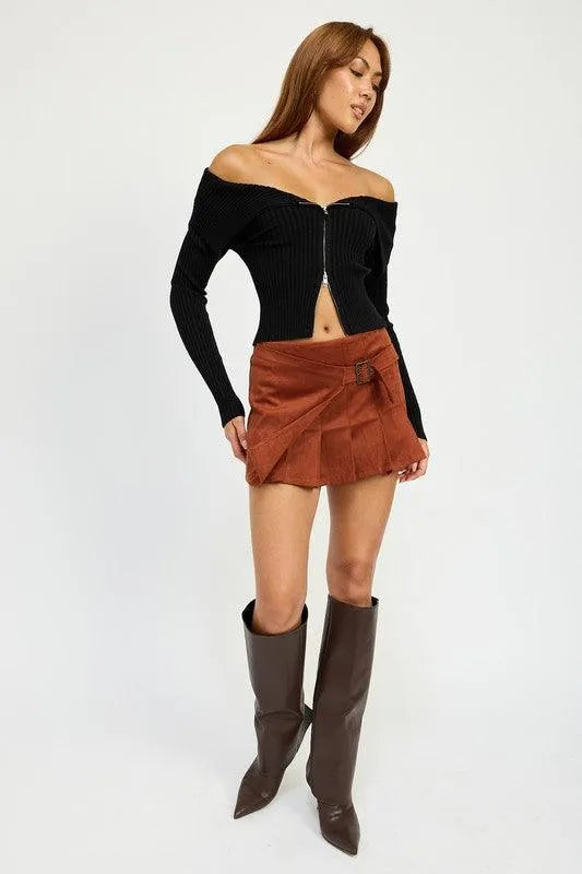 Wrapped Buckle Belt Mini Skirt - Jessiz Boutique