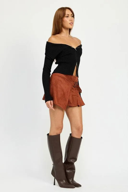 Wrapped Buckle Belt Mini Skirt - Jessiz Boutique