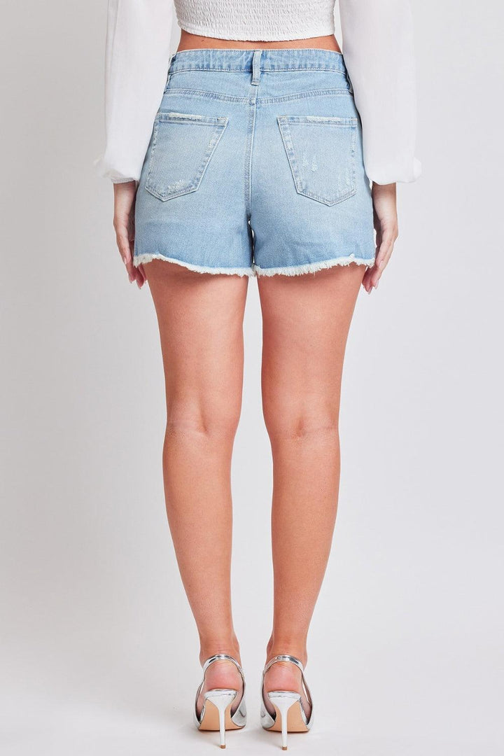 YMI Jeanswear Distressed Frayed Hem Medium Wash Denim Shorts - Jessiz Boutique