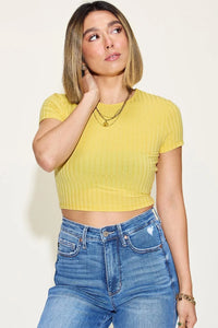 Basic Bae Ribbed Round Neck Short Sleeve T-Shirt - Jessiz Boutique