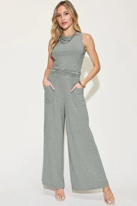 Basic Bae Ribbed Tank and Wide Leg Pants Set - Jessiz Boutique