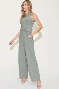 Basic Bae Ribbed Tank and Wide Leg Pants Set - Jessiz Boutique